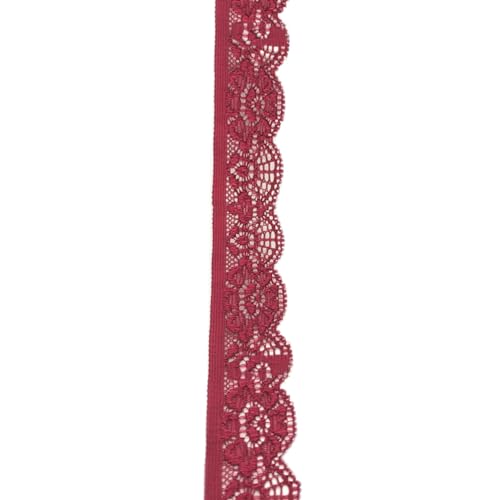 Blausky 2.5 cm x 3 Yards Spitzenbordüre,Farbe Vintage Band Seidenbänder Dekoband Zierband Geschenkband Schleifenband Spitzenband zum Nähen,für Hochzeit,Tischdeko DIY Handwerk,Weinrot von Blausky