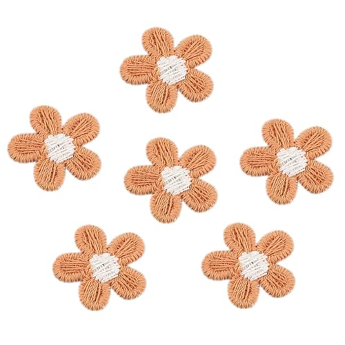 Blausky 20 Stück 1.5 cm Pflaumenblüten Aufnäher,Bestickte Aufnäher,Mini Blumen Patches,Blume Applique,DIY Gestickt Blume Patches,Bunte Kleine Pflaumenblüten Patch für Hut,Jeans,Jacken,Orange von Blausky