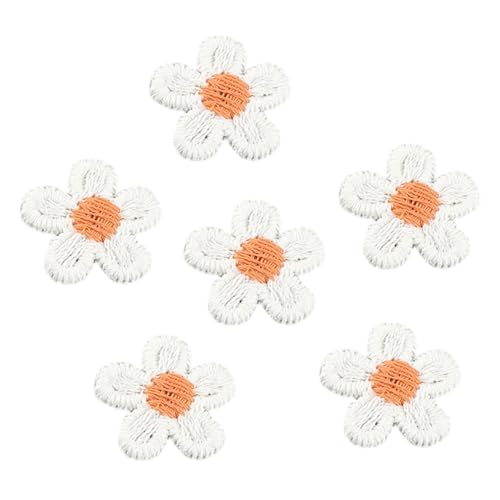 Blausky 20 Stück 1.5 cm Pflaumenblüten Aufnäher,Bestickte Aufnäher,Mini Blumen Patches,Blume Applique,DIY Gestickt Blume Patches,Bunte Kleine Pflaumenblüten Patch für Hut,Jeans,Jacken,Weiß von Blausky