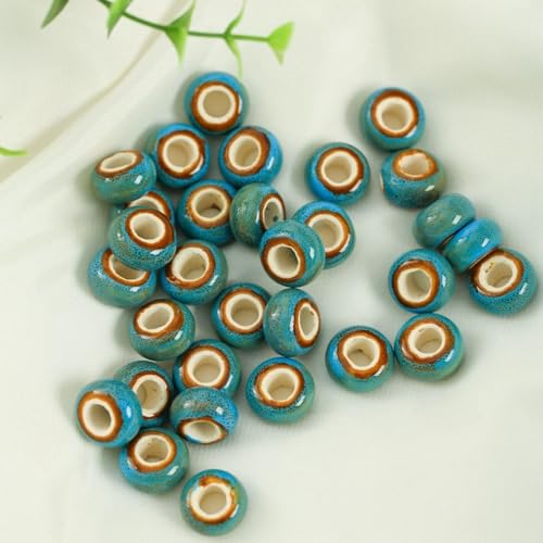 Blausky 20 Stück 15mm Runden Keramikperlen,Pony Perlen Lose Keramik Perlen mit 6mm Großes Loch zum Auffädeln Porzellanperlen Bunte Bastelperlen für DIY Schmuck Armbänder Ohrringe,Blaugrün Blausky 20 Stück 15mm Runden Keramikperlen,Pony Perlen Lose Keramik Perlen mit 6mm Großes Loch zum Auffädeln Porzellanperlen Bunte Bastelperlen für DIY Schmuck Armbänder Ohrringe,Blaugrün von Blausky