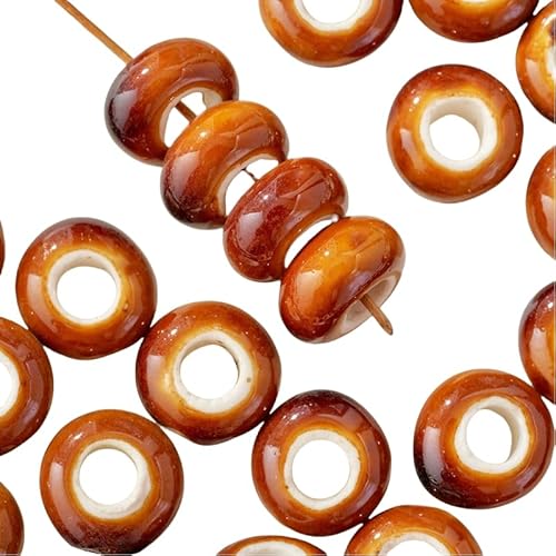 Blausky 20 Stück 15mm Runden Keramikperlen,Pony Perlen Lose Keramik Perlen mit 6mm Großes Loch zum Auffädeln Porzellanperlen Bunte Bastelperlen für DIY Schmuck Armbänder Ohrringe,Gelbbraun Blausky 20 Stück 15mm Runden Keramikperlen,Pony Perlen Lose Keramik Perlen mit 6mm Großes Loch zum Auffädeln Porzellanperlen Bunte Bastelperlen für DIY Schmuck Armbänder Ohrringe,Gelbbraun von Blausky