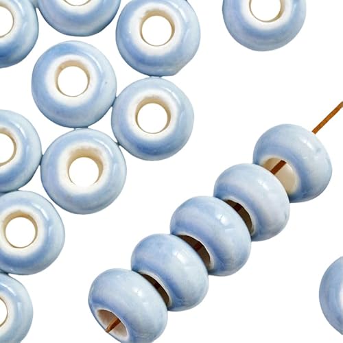 Blausky 20 Stück 15mm Runden Keramikperlen,Pony Perlen Lose Keramik Perlen mit 6mm Großes Loch zum Auffädeln Porzellanperlen Bunte Bastelperlen für DIY Schmuck Armbänder Ohrringe,Grau B Blausky 20 Stück 15mm Runden Keramikperlen,Pony Perlen Lose Keramik Perlen mit 6mm Großes Loch zum Auffädeln Porzellanperlen Bunte Bastelperlen für DIY Schmuck Armbänder Ohrringe,Grau B von Blausky