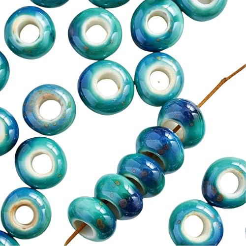 Blausky 20 Stück 15mm Runden Keramikperlen,Pony Perlen Lose Keramik Perlen mit 6mm Großes Loch zum Auffädeln Porzellanperlen Bunte Bastelperlen für DIY Schmuck Armbänder Ohrringe,Pfauenblau Blausky 20 Stück 15mm Runden Keramikperlen,Pony Perlen Lose Keramik Perlen mit 6mm Großes Loch zum Auffädeln Porzellanperlen Bunte Bastelperlen für DIY Schmuck Armbänder Ohrringe,Pfauenblau von Blausky