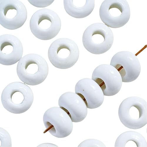 Blausky 20 Stück 15mm Runden Keramikperlen,Pony Perlen Lose Keramik Perlen mit 6mm Großes Loch zum Auffädeln Porzellanperlen Bunte Bastelperlen für DIY Schmuck Armbänder Ohrringe,Weiß Blausky 20 Stück 15mm Runden Keramikperlen,Pony Perlen Lose Keramik Perlen mit 6mm Großes Loch zum Auffädeln Porzellanperlen Bunte Bastelperlen für DIY Schmuck Armbänder Ohrringe,Weiß von Blausky