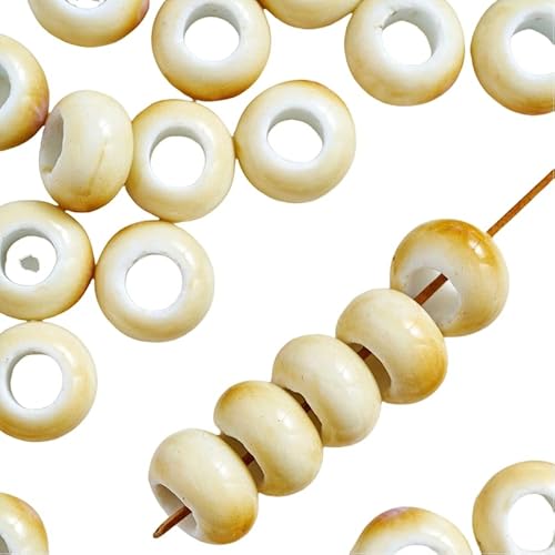 Blausky 20 Stück 15mm Runden Keramikperlen,Pony Perlen Lose Keramik Perlen mit 6mm Großes Loch zum Auffädeln Porzellanperlen Bunte Bastelperlen für DIY Schmuck Armbänder Ohrringe,Weißbraun Blausky 20 Stück 15mm Runden Keramikperlen,Pony Perlen Lose Keramik Perlen mit 6mm Großes Loch zum Auffädeln Porzellanperlen Bunte Bastelperlen für DIY Schmuck Armbänder Ohrringe,Weißbraun von Blausky