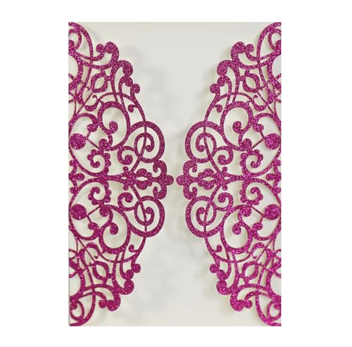 Blausky 20 Stück Glitzer Einladungskarten inkl. Umschlägen zum Hochzeit,Elegant Papier Einladungen Karte Partyeinladungen Geburtstagseinladungen Einladung mit Satinschleife für Feier,Lila von Blausky