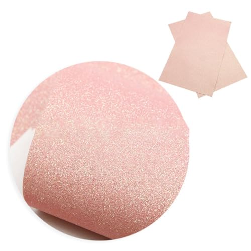 Blausky 20x33cm Glitter Leder Stoff Blätter,Stoff aus PU-Leder Kunstleder mit Glitzer Lederstoff Leder Patch zum Nähen Reparieren Bezugsstoff für DIY Tasche Hut Schleifen Schmuck,Hellrosa von Blausky