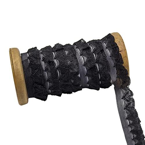 Blausky 2cm x 10yards Elastisches Band,Rüschen Spitzenband Plissierte Spitzenborte Spitzenbesatz Spitzenbordüre Stretchband zum Nähen für Socke Unterwäsche Kleidung Bestickte Applikation,Schwarz Blausky 2cm x 10yards Elastisches Band,Rüschen Spitzenband Plissierte Spitzenborte Spitzenbesatz Spitzenbordüre Stretchband zum Nähen für Socke Unterwäsche Kleidung Bestickte Applikation,Schwarz von Blausky
