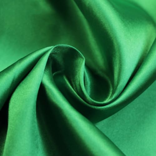 Blausky 2m x 150cm Satin Stoff,Seidiger Futterstoff Meterware aus Polyester Satinstoff Dekostoff Glänzender Stoff zum Nähen für Kostümen Bekleidung Hochzeitskleider Schleife Tischdecken,Grün von Blausky