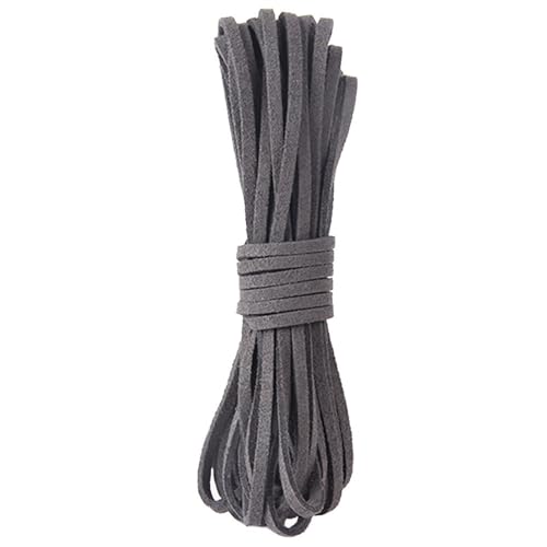 Blausky 3 STK 3mm x 5m Lederband Kette,Faux Wildleder Schnur Lederbänder Flach Band Wildlederseil Lederriemen zum Basteln Lederschnur Lederschnüre für Armband Halskette DIY Handwerk,Dunkelgrau von Blausky