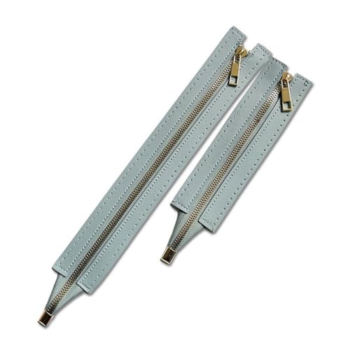 Blausky 3 Stück 24cm PU-Leder Reißverschluss,Universal Reisverschluß Näh-Reißverschlussrahmen mit Loch DIY Nähen Metall Reißverschlüsse für Kleidung Häkeltaschen Geldbörse Mäppchen,Blau von Blausky