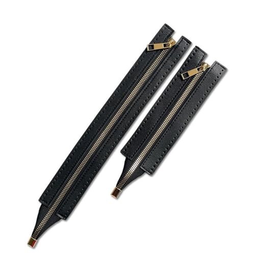 Blausky 3 Stück 35cm PU-Leder Reißverschluss,Universal Reisverschluß Näh-Reißverschlussrahmen mit Loch DIY Nähen Metall Reißverschlüsse für Kleidung Häkeltaschen Geldbörse Mäppchen,Schwarz von Blausky