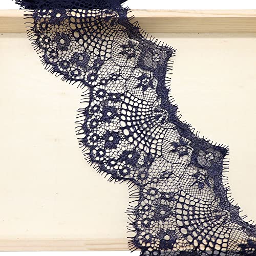 Blausky 3 Yards 9.5 cm Breite Spitzenband,Wimpernspitze,Wellig Spitzenborte Vintage Spitze-Borten Deko,Fransen Trim zum Nähen,für Bastelarbeiten Hochzeit Geschenkverpackungen Schleifen,Marineblau Blausky 3 Yards 9.5 cm Breite Spitzenband,Wimpernspitze,Wellig Spitzenborte Vintage Spitze-Borten Deko,Fransen Trim zum Nähen,für Bastelarbeiten Hochzeit Geschenkverpackungen Schleifen,Marineblau von Blausky