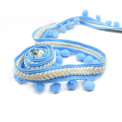 Blausky 3.5cm x 20 Yards Pomponborte,Bunt Pom Poms Quaste Bommelborte im ethnischen Stil Fransenborte Quaste Trim Pompoms Bänder Quastenband zum Nähen für DIY Kleidung Vorhang Kissen Deko,Himmelblau Blausky 3.5cm x 20 Yards Pomponborte,Bunt Pom Poms Quaste Bommelborte im ethnischen Stil Fransenborte Quaste Trim Pompoms Bänder Quastenband zum Nähen für DIY Kleidung Vorhang Kissen Deko,Himmelblau von Blausky