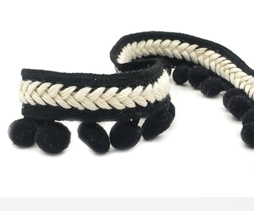Blausky 3.5cm x 3 Yards Pomponborte,Bunt Pom Poms Quaste Bommelborte im ethnischen Stil Fransenborte Quaste Trim Pompoms Bänder Quastenband zum Nähen für DIY Kleidung Vorhang Kissen Deko,Schwarz Blausky 3.5cm x 3 Yards Pomponborte,Bunt Pom Poms Quaste Bommelborte im ethnischen Stil Fransenborte Quaste Trim Pompoms Bänder Quastenband zum Nähen für DIY Kleidung Vorhang Kissen Deko,Schwarz von Blausky