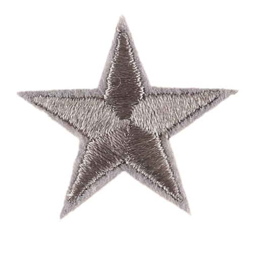 Blausky 33 Stück Aufnäher zum Aufnähen oder Aufbügeln,3x3cm Stern Bügelbilder Stickerei Patches Applikation Bügelflicken DIY-Zubehör für Kleidung Kleid Jacken Hut Jeans Rucksäcke,Hellgrau von Blausky