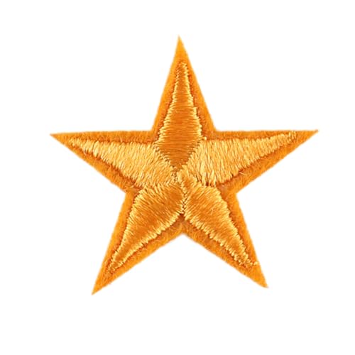 Blausky 33 Stück Aufnäher zum Aufnähen oder Aufbügeln,3x3cm Stern Bügelbilder Stickerei Patches Applikation Bügelflicken DIY-Zubehör für Kleidung Kleid Jacken Hut Jeans Rucksäcke,Hellorange von Blausky