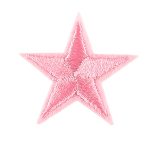 Blausky 33 Stück Aufnäher zum Aufnähen oder Aufbügeln,3x3cm Stern Bügelbilder Stickerei Patches Applikation Bügelflicken DIY-Zubehör für Kleidung Kleid Jacken Hut Jeans Rucksäcke,Rosa von Blausky