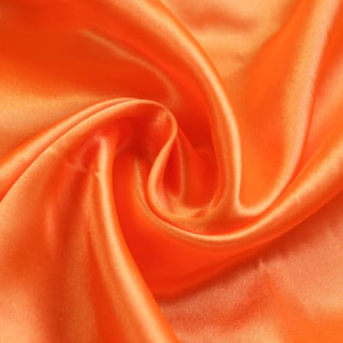 Blausky 3m x 150cm Satin Stoff,Seidiger Futterstoff Meterware aus Polyester Satinstoff Dekostoff Glänzender Stoff zum Nähen für Kostümen Bekleidung Hochzeitskleider Schleife Tischdecken,Orange von Blausky