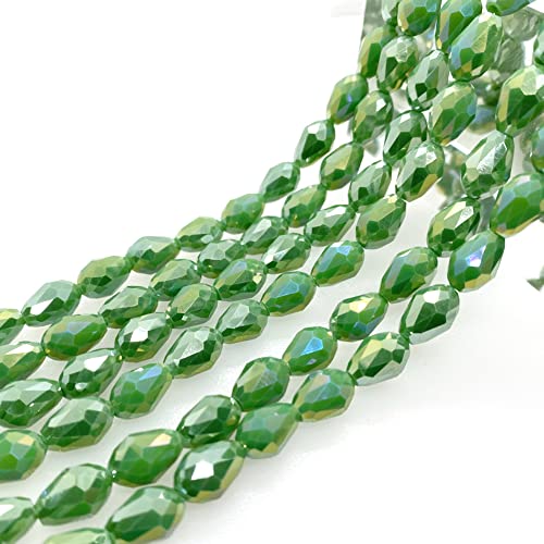 Blausky 3mm x 100 Stück Kristall Glasperlen,Wassertropfen-Perlen Kristallperlen,Facettierte Glasperlen mit Loch,Glas Lose Perlen Tropfenform für DIY Schmuck Armbänder Basteln,Grün A von Blausky