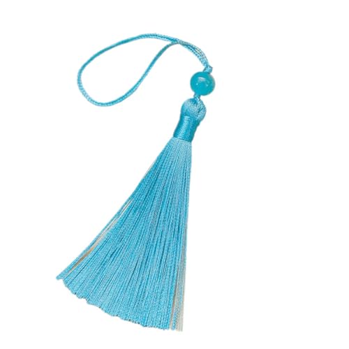 Blausky 40 Stück 15cm Seide Quaste,Weiche Bunte Quasten Handgemachte Quaste zum Basteln Quastenanhänger mit Glasperlen für DIY Schmuckherstellung Lesezeichen Ohrringe Wohnkultur,Hellblau von Blausky