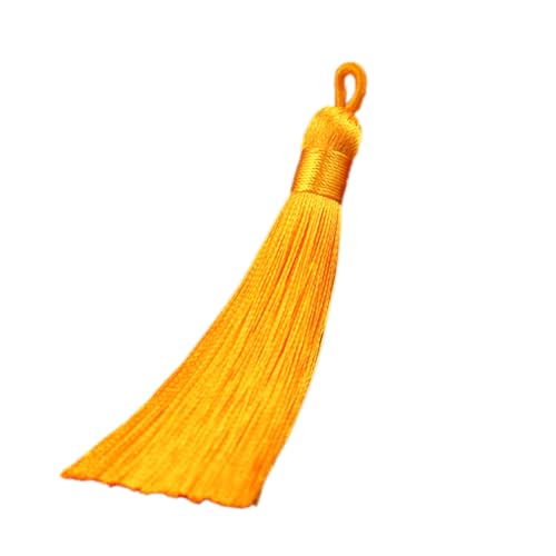 Blausky 40 Stück 8cm Quasten,Quasten Anhänge Floss Lesezeichen Quasten Weiche Bunte Quasten mit Kabel Schleife für Schmuckherstellung Souvenir Chinesischen Knoten Wohnkultur,Gelb von Blausky
