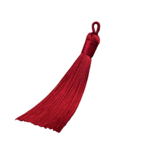 Blausky 40 Stück 8cm Quasten,Quasten Anhänge Floss Lesezeichen Quasten Weiche Bunte Quasten mit Kabel Schleife für Schmuckherstellung Souvenir Chinesischen Knoten Wohnkultur,Weinrot von Blausky