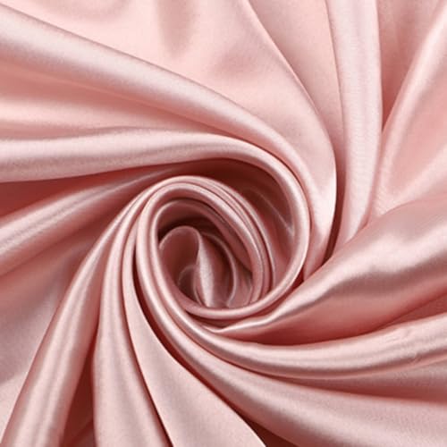 Blausky 4m x 150cm Satin Stoff,Seidiger Futterstoff Meterware aus Polyester Satinstoff Dekostoff Glänzender Stoff zum Nähen für Kostümen Bekleidung Hochzeitskleider Schleife Tischdecken,Altrosa von Blausky