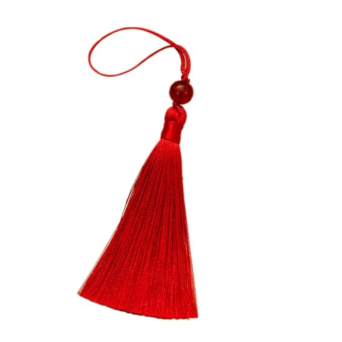 Blausky 50 Stück 15cm Seide Quaste,Weiche Bunte Quasten Handgemachte Quaste zum Basteln Quastenanhänger mit Glasperlen für DIY Schmuckherstellung Lesezeichen Ohrringe Wohnkultur,Weinrot von Blausky