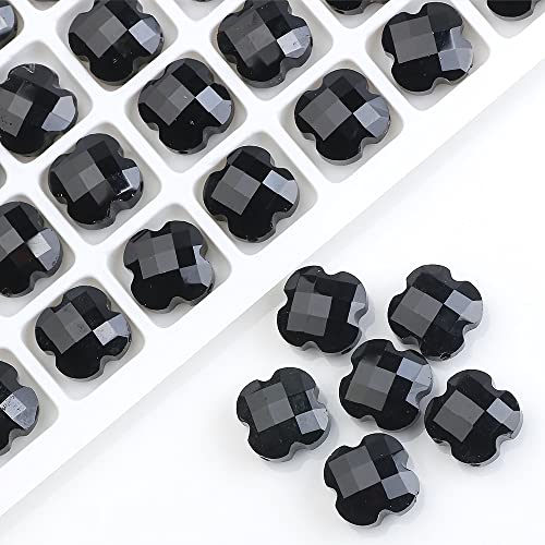 Blausky 50 Stück Facettierte Glasperlen,12mm Kleeblatt-Kristallperlen Glitzerperlen Edelsteinperlen mit Loch Bastelperlen Lose Perlen zum Auffädeln für Armbänder Ohrringe Halsketten,Schwarz Blausky 50 Stück Facettierte Glasperlen,12mm Kleeblatt-Kristallperlen Glitzerperlen Edelsteinperlen mit Loch Bastelperlen Lose Perlen zum Auffädeln für Armbänder Ohrringe Halsketten,Schwarz von Blausky