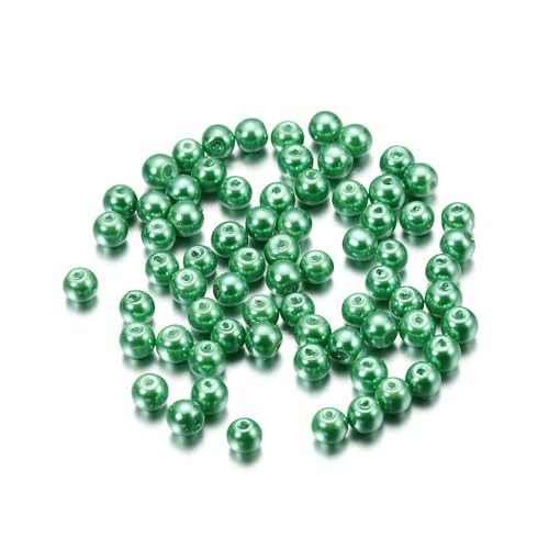 Blausky 500 Stück 4mm Bunte Glasperlen,Pony Perlen Bastelperlen mit Loch Runde Edelstein Perlen Rocailles-Perlen Lose Glas Perlen Spacer Perlen für DIY Schmuck Armbänder Ohrringe,Grün B von Blausky