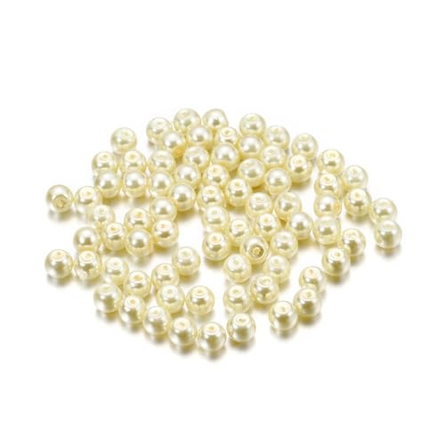 Blausky 500 Stück 4mm Bunte Glasperlen,Pony Perlen Bastelperlen mit Loch Runde Edelstein Perlen Rocailles-Perlen Lose Glas Perlen Spacer Perlen für DIY Schmuck Armbänder Ohrringe,Hellgelb von Blausky