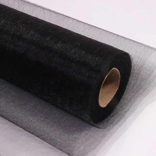 Blausky 50cm x 50m Organza Stoffe zum Nähen,Tüllstoff Transparent Glanz Stoff,Organza-Rolle Netzstoff Dekostoff für Tischläufer Gardine Vorhänge Tischdecken Bogenschärpe,Schwarz von Blausky