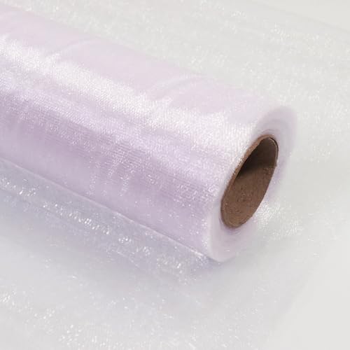 Blausky 50cm x 50m Organza Stoffe zum Nähen,Tüllstoff Transparent Glanz Stoff,Organza-Rolle Netzstoff Dekostoff für Tischläufer Gardine Vorhänge Tischdecken Bogenschärpe,Weiß von Blausky