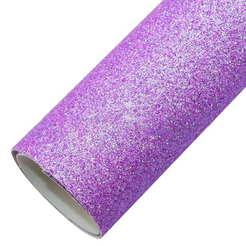 Blausky 50x140cm Glitter Leder Stoff Blätter,Stoff aus PU-Leder Kunstleder mit Glitzer Lederstoff Leder Patch zum Nähen Reparieren Bezugsstoff für DIY Tasche Hut Schleifen Schmuck,Lila von Blausky