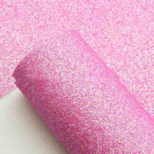Blausky 50x140cm Glitter Leder Stoff Blätter,Stoff aus PU-Leder Kunstleder mit Glitzer Lederstoff Leder Patch zum Nähen Reparieren Bezugsstoff für DIY Tasche Hut Schleifen Schmuck,Rosenrot von Blausky