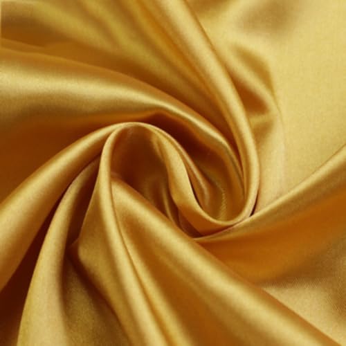 Blausky 5m x 150cm Satin Stoff,Seidiger Futterstoff Meterware aus Polyester Satinstoff Dekostoff Glänzender Stoff zum Nähen für Kostümen Bekleidung Hochzeitskleider Schleife Tischdecken,Gold von Blausky