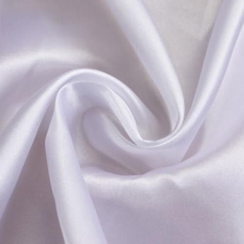 Blausky 5m x 150cm Satin Stoff,Seidiger Futterstoff Meterware aus Polyester Satinstoff Dekostoff Glänzender Stoff zum Nähen für Kostümen Bekleidung Hochzeitskleider Schleife Tischdecken,Weiß A von Blausky