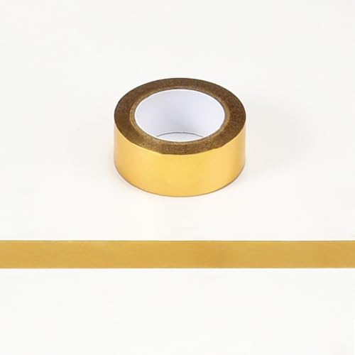 Blausky 5x5m Washi Tape,Bunt Abklebeband,Metall Klebeband 15mm Papier Tape Dekoratives Klebeband Bastelband für DIY Handwerk Planer Verschönert Journals Karten und Scrapbooking,Gold von Blausky