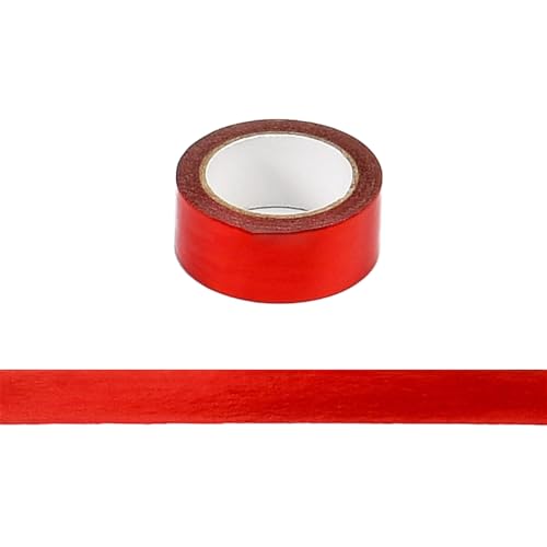 Blausky 5x5m Washi Tape,Bunt Abklebeband,Metall Klebeband 15mm Papier Tape Dekoratives Klebeband Bastelband für DIY Handwerk Planer Verschönert Journals Karten und Scrapbooking,Rot von Blausky