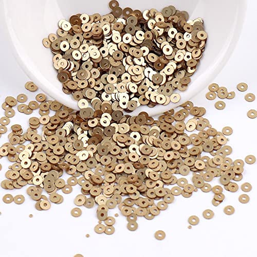 Blausky 6000 Stück Pailletten,Pailletten zum Basteln,Lose Pailletten,3 mm Glitzer Pailletten zum Nähen Aufkleben Auffädeln,Schillernde Spangles,Glitzer Set für DIY Kunsthandwerk Nageldesign,Gold von Blausky