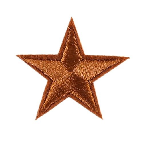 Blausky 66 Stück Aufnäher zum Aufnähen oder Aufbügeln,3x3cm Stern Bügelbilder Stickerei Patches Applikation Bügelflicken DIY-Zubehör für Kleidung Kleid Jacken Hut Jeans Rucksäcke,Braun von Blausky