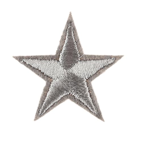 Blausky 66 Stück Aufnäher zum Aufnähen oder Aufbügeln,3x3cm Stern Bügelbilder Stickerei Patches Applikation Bügelflicken DIY-Zubehör für Kleidung Kleid Jacken Hut Jeans Rucksäcke,Dunkelgrau von Blausky