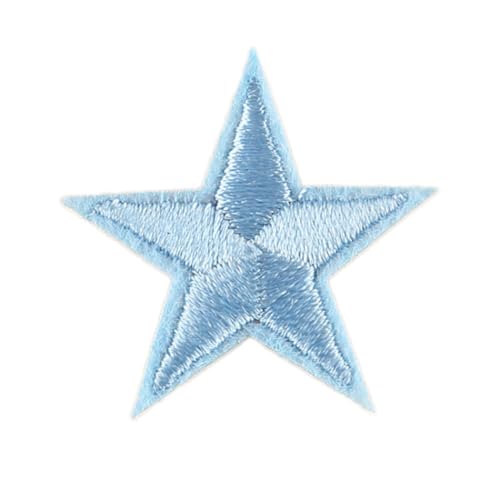 Blausky 66 Stück Aufnäher zum Aufnähen oder Aufbügeln,3x3cm Stern Bügelbilder Stickerei Patches Applikation Bügelflicken DIY-Zubehör für Kleidung Kleid Jacken Hut Jeans Rucksäcke,Hellblau von Blausky