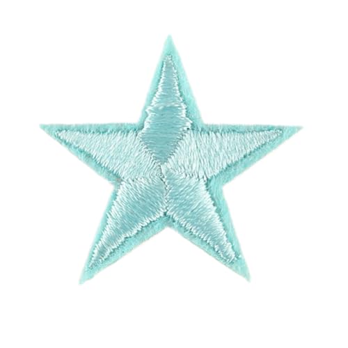 Blausky 66 Stück Aufnäher zum Aufnähen oder Aufbügeln,3x3cm Stern Bügelbilder Stickerei Patches Applikation Bügelflicken DIY-Zubehör für Kleidung Kleid Jacken Hut Jeans Rucksäcke,Himmelblau von Blausky