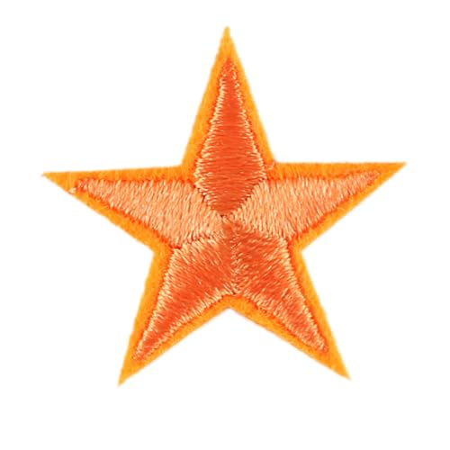 Blausky 66 Stück Aufnäher zum Aufnähen oder Aufbügeln,3x3cm Stern Bügelbilder Stickerei Patches Applikation Bügelflicken DIY-Zubehör für Kleidung Kleid Jacken Hut Jeans Rucksäcke,Orange von Blausky