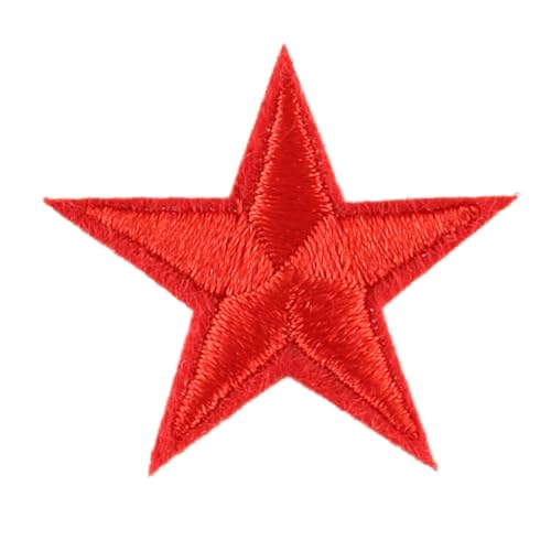 Blausky 66 Stück Aufnäher zum Aufnähen oder Aufbügeln,3x3cm Stern Bügelbilder Stickerei Patches Applikation Bügelflicken DIY-Zubehör für Kleidung Kleid Jacken Hut Jeans Rucksäcke,Rot von Blausky