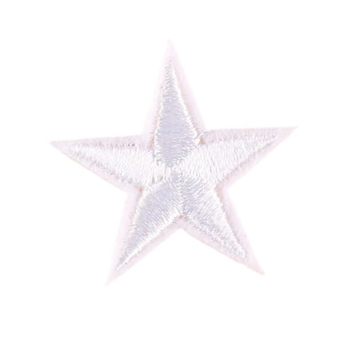 Blausky 66 Stück Aufnäher zum Aufnähen oder Aufbügeln,3x3cm Stern Bügelbilder Stickerei Patches Applikation Bügelflicken DIY-Zubehör für Kleidung Kleid Jacken Hut Jeans Rucksäcke,Weiß von Blausky