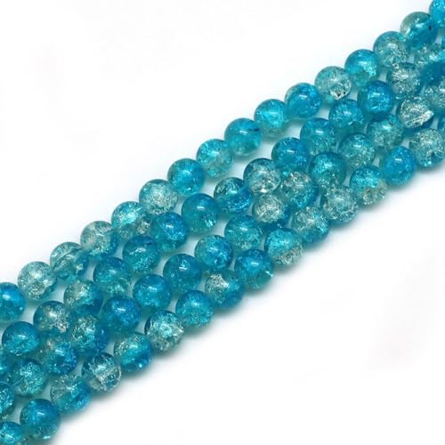 Blausky 6mm x 130 STK Runde Glasperlen,Edelsteine Perlen Schmucksteine mit Loch Pony Perlen Bastelnperlen Kristall Glas Perlen zum Auffädeln für Charms Armbänder Halsketten Ohrringe,Seeblau von Blausky