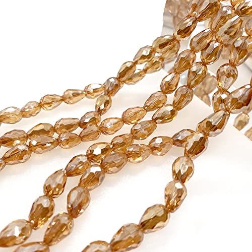 Blausky 6mm x 68 Stück Kristall Glasperlen,Wassertropfen-Perlen Kristallperlen,Facettierte Glasperlen mit Loch,Glas Lose Perlen Tropfenform für DIY Schmuck Armbänder Basteln,Braun von Blausky